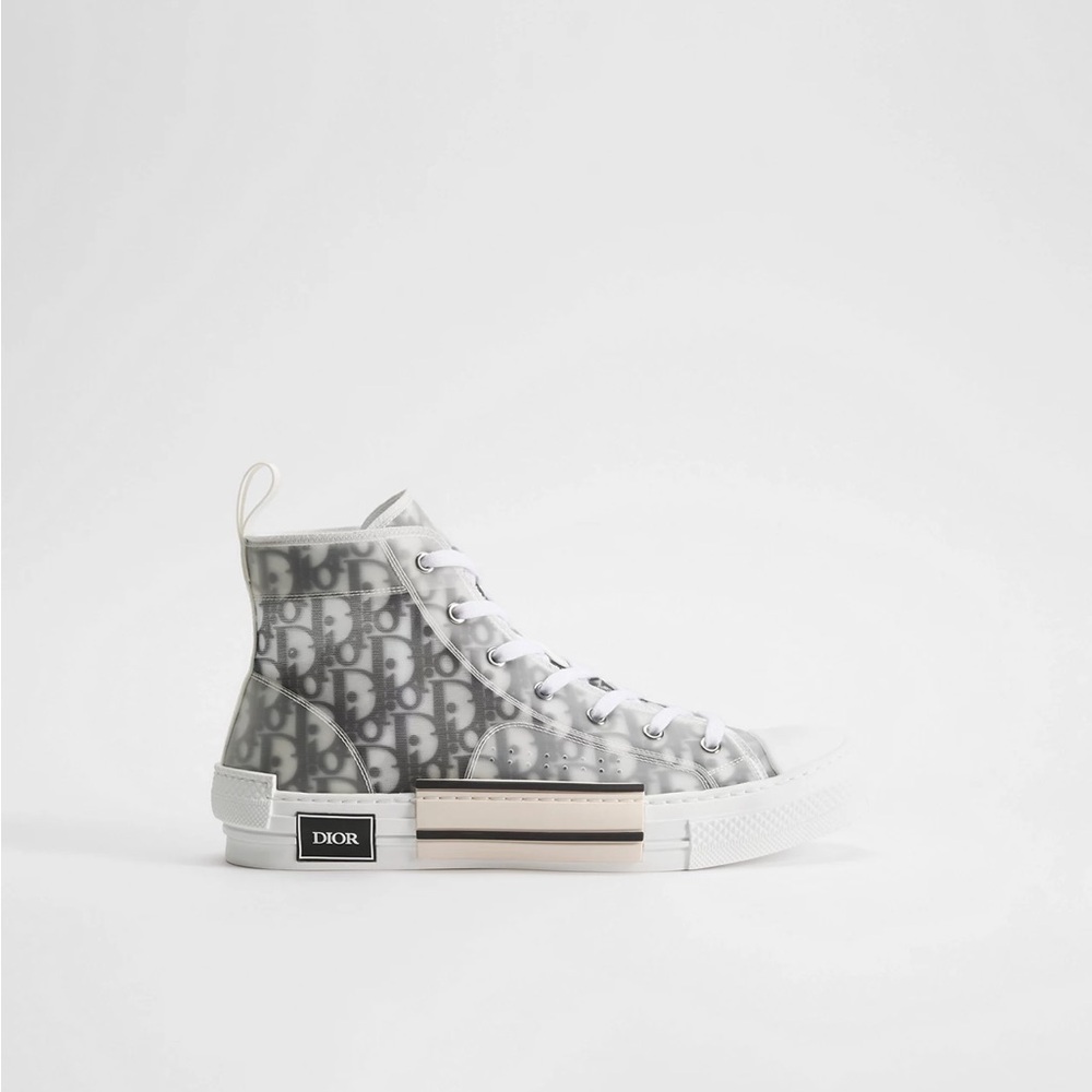 Dior Monogram High-Top Sneakers in Gray and White *authentic*